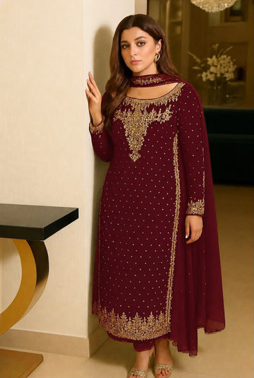 Aneela’s Hand Embellished Chiffon Dress - 3piece - 08891